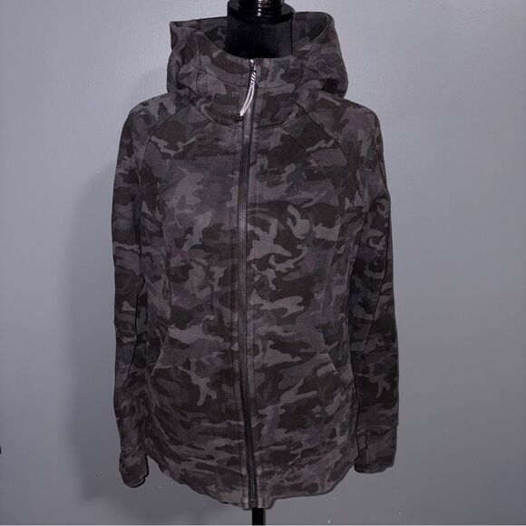 Lululemon Scuba Hoodie Jacket Women's 10 Camouflage Full Zip Light Cotton Fleece - Picture 1 of 12